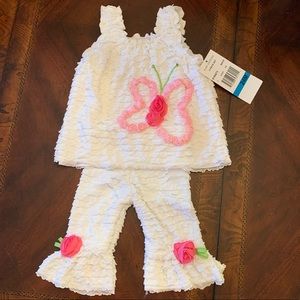 Girls Rare Editions butterfly 2 piece outfit NWT
